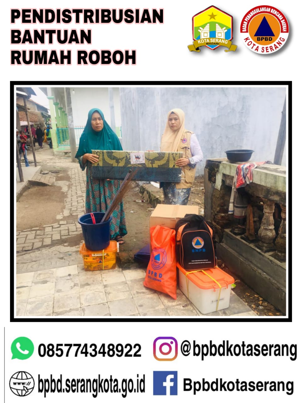 Pendistribuasian Bantuan Logistik Untuk Korban Bencana Angin Kencang Yang Mengakibatkan Rumah Roboh