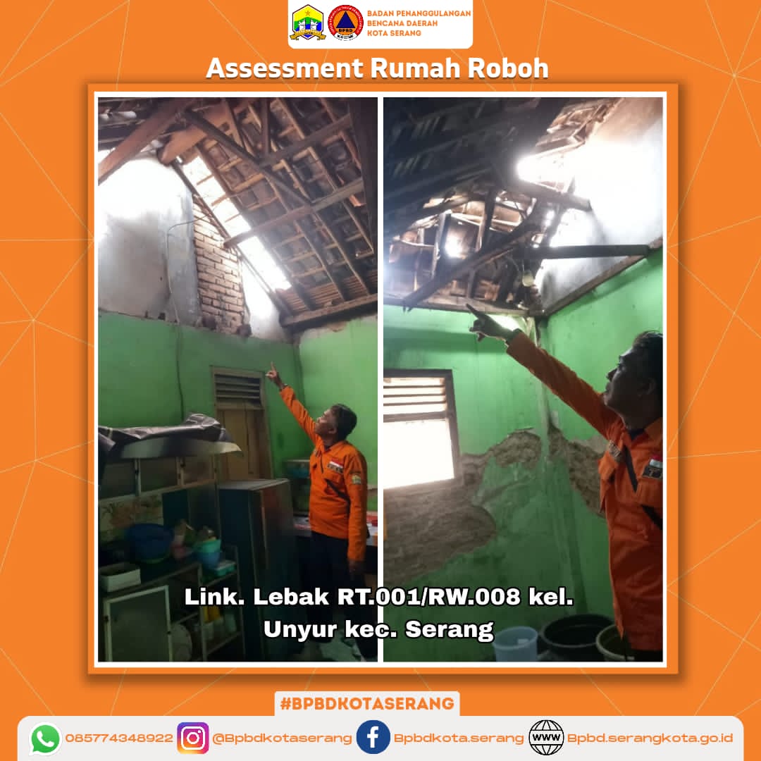 Assesment Rumah Roboh Karena Faktor Alam (Hujan deras disertai Angin kencang) Sehingga Terjadi Kerusakan Dibagian Belakang Atap Dapur Dan Genteng