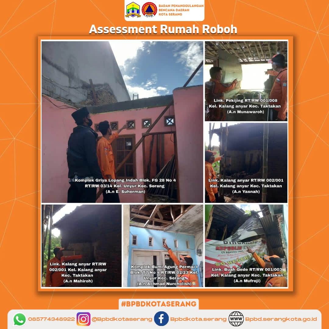 Assesment 6 (Enam) Rumah Roboh Yang Disebabkan Oleh Faktor Alam (Hujan dan Angin Kencang) Di Wilayah Kota Serang