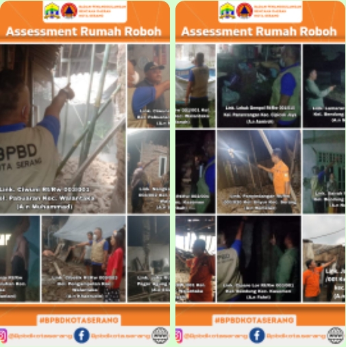 Assesment 15 (Lima Belas) Rumah Roboh Di Wilayah Kota Serangan Yang Disebabkan Faktor Alam (Hujan dan Angin)