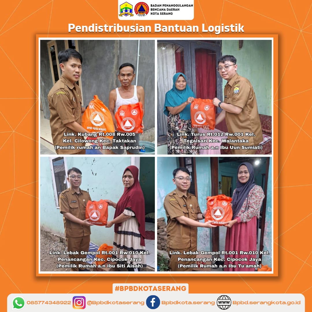 Pendistribusian Bantuan Logistik untuk Korban Rumah Roboh Di Kota Serang