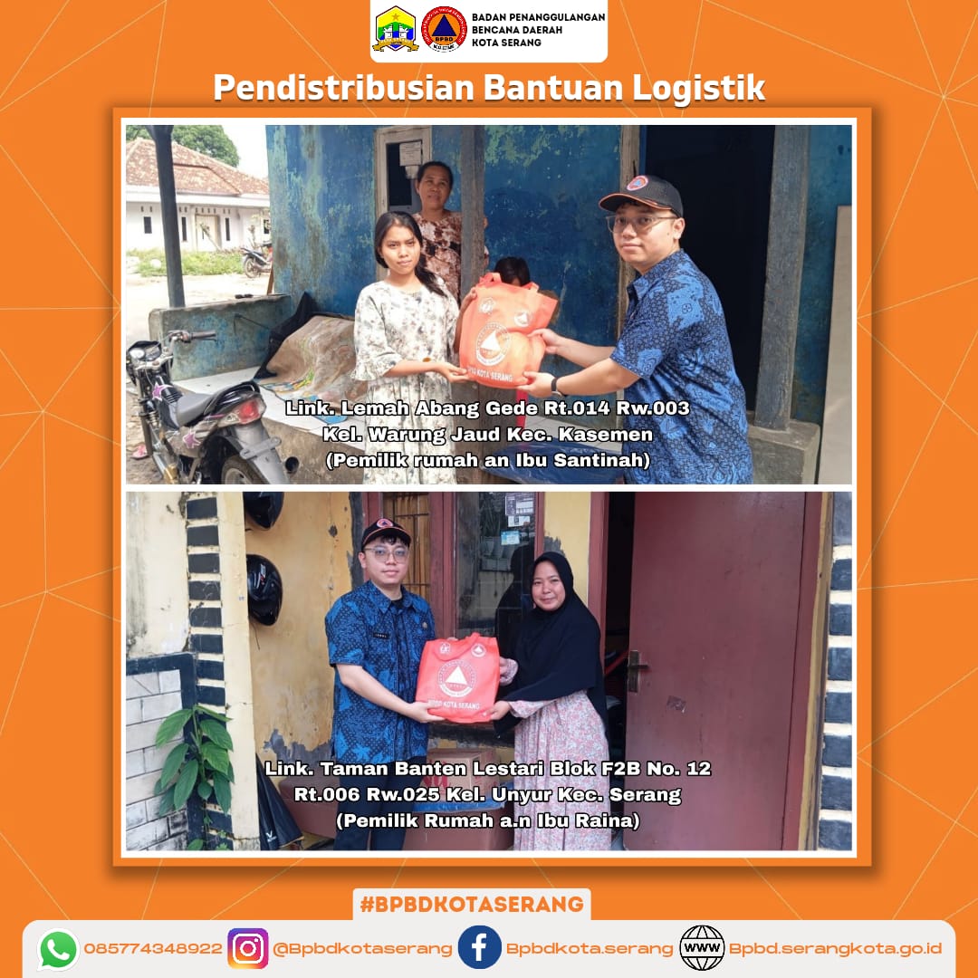Pendistribusian Bantuan Logistik Untuk 2 (Dua) Korban Rumah Roboh