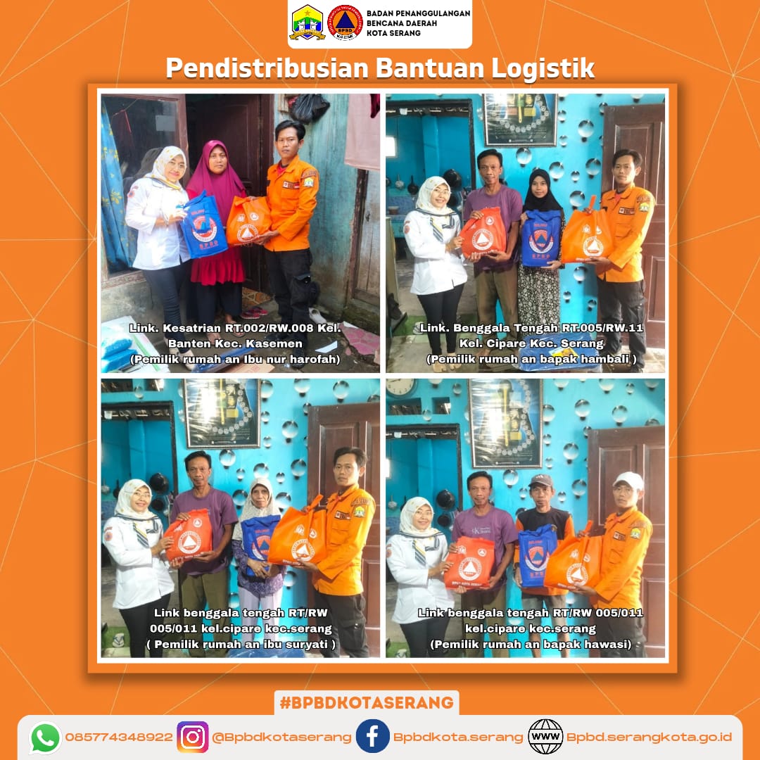 Pendistribusian Bantuan Logistik Untuk Empat Korban Rumah Roboh Di Wilayah Kota Serang