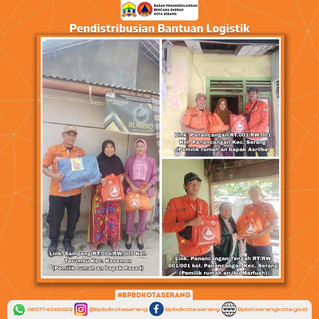 Pendistribusian Tiga Bantuan Logistik untuk Korban Rumah Roboh Di Wilayah Kota Serang