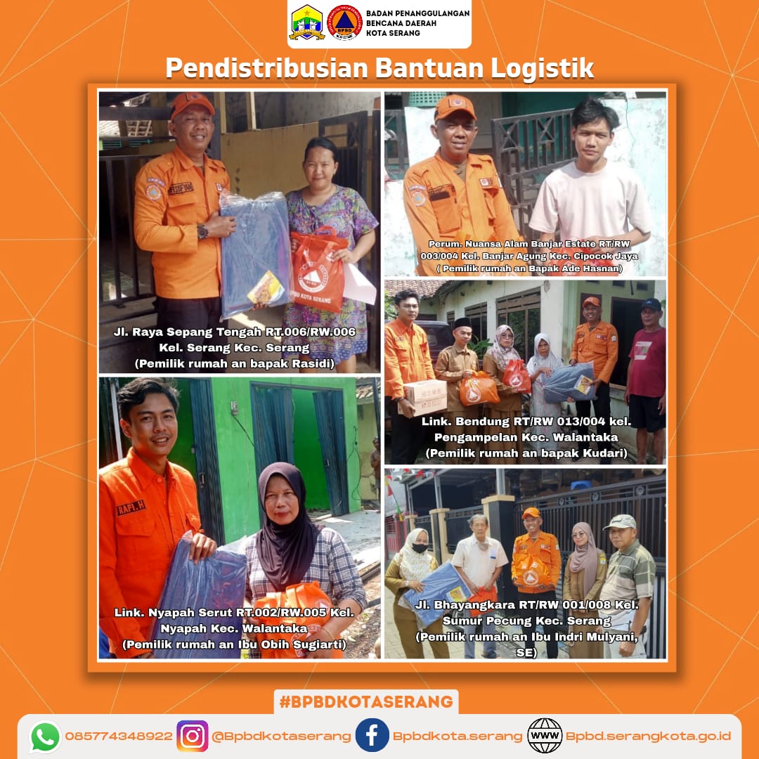 Pendistribusian Bantuan Logistik untuk Korban Rumah Roboh dan Kebakaran 