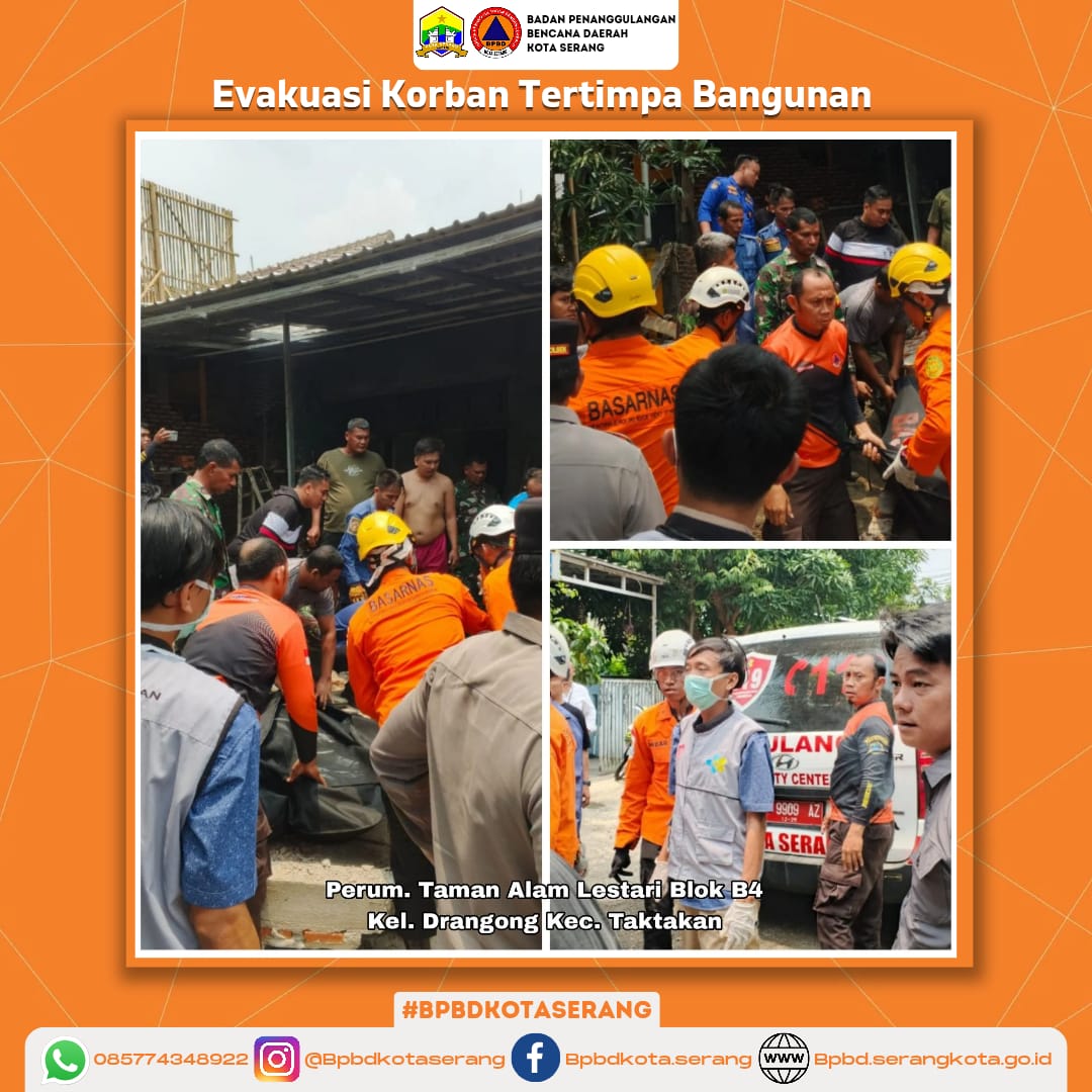 EVAKUASI KORBAN TERTIMPAH BANGUNAN
