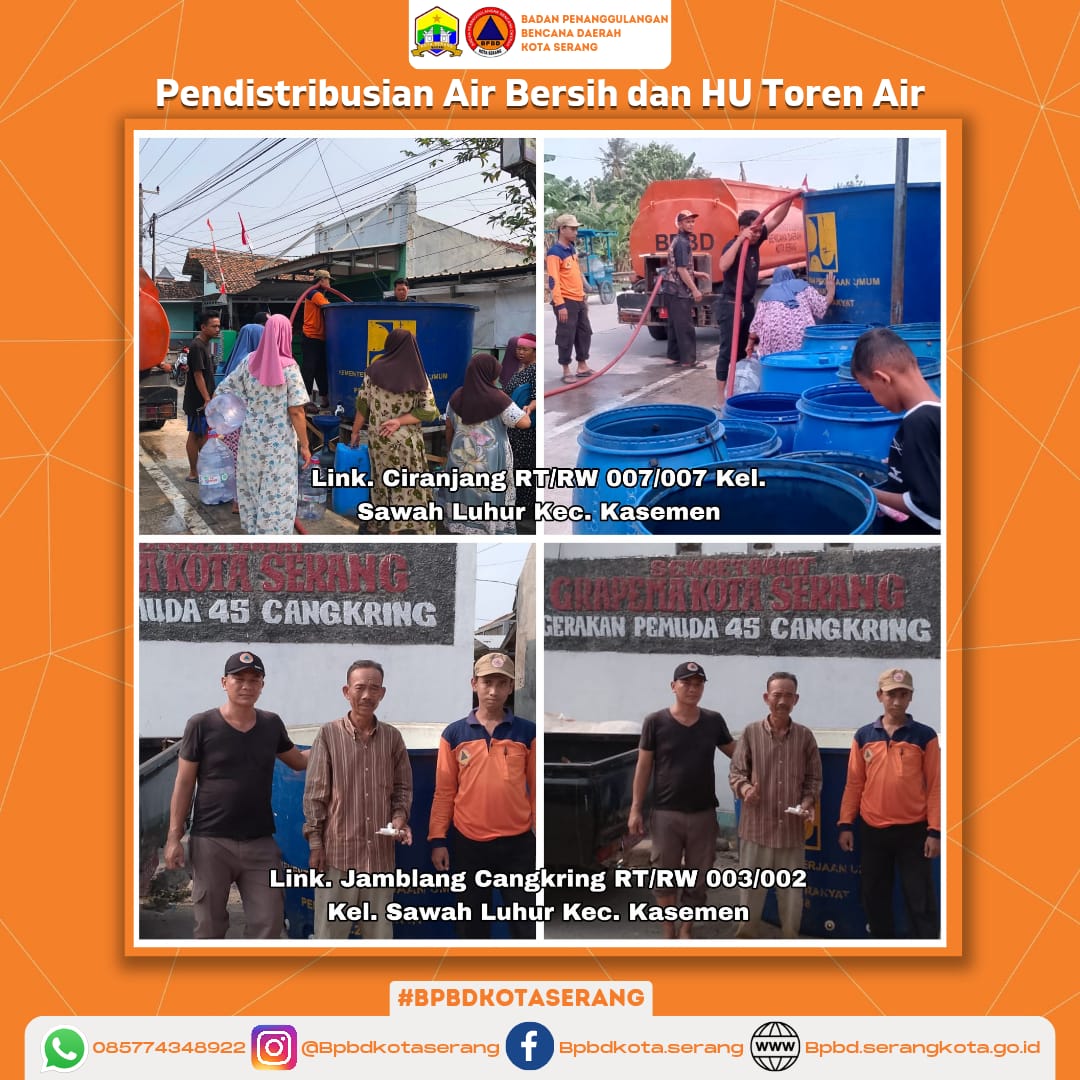 Pendistribusian air bersih dan HU Toren Air untuk korban Kekeringan (Krisis Air Bersih)
