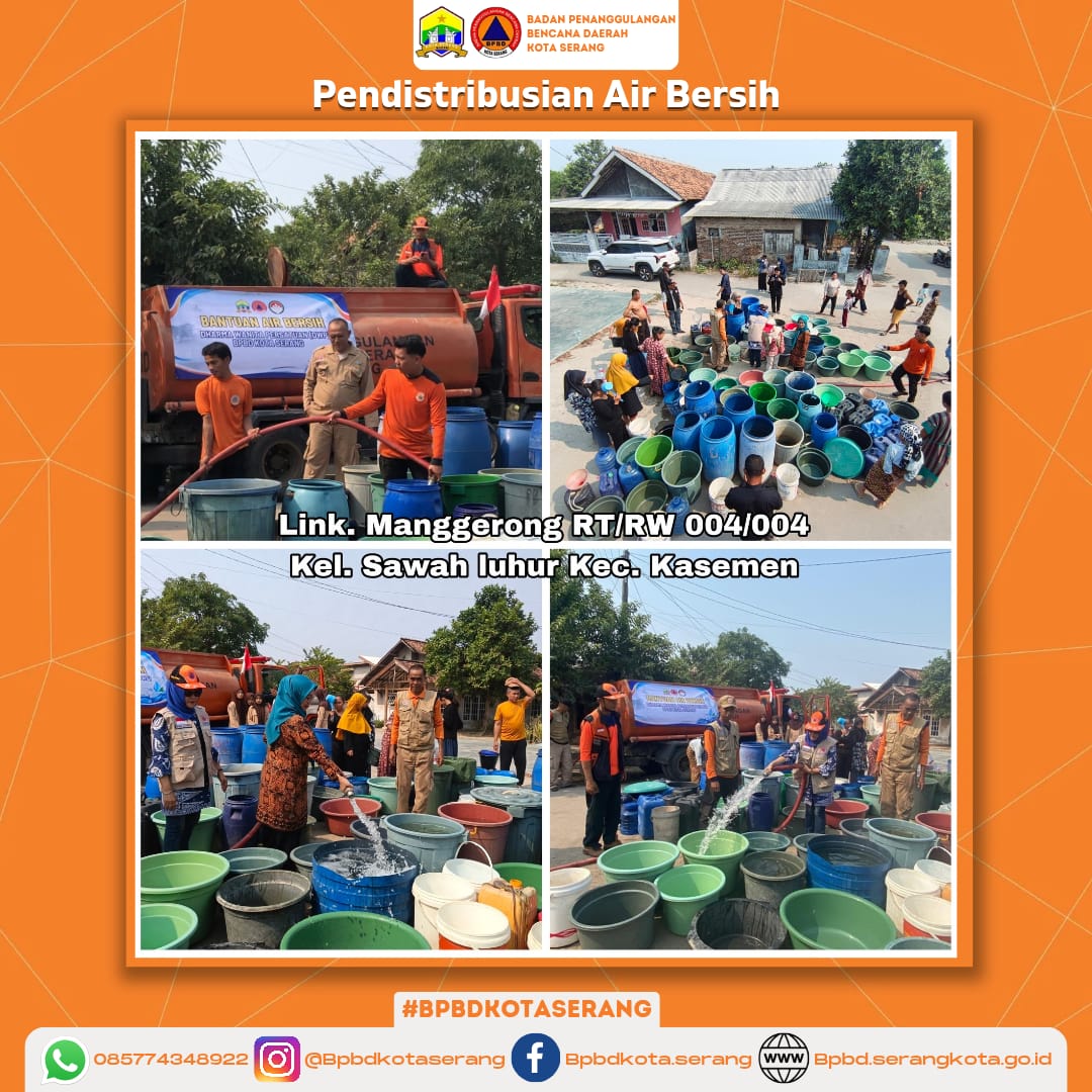 Pendistribusian air bersih (Krisis Air Bersih) Bersama DWP BPBD Kota Serang