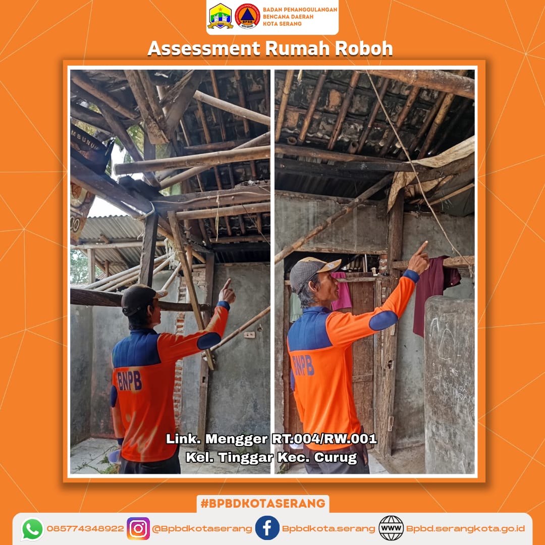 Assesment Rumah Roboh Yang Disebabkan Oleh Faktor Alam (Hujan Deras disertai Angin kencang) Di  Kel. Tinggar Kec. Curug